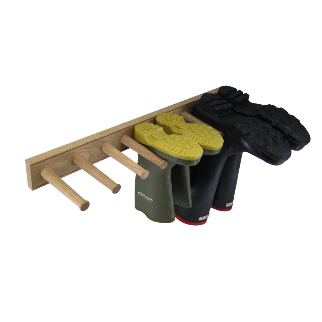 English Wellington Boot Rack — White Oak 3 Pair