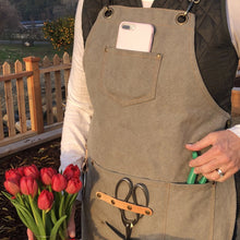 Load image into Gallery viewer, Gardening Apron — Waxed Canvas Apron with Pockets
