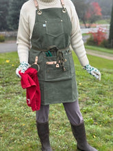 Load image into Gallery viewer, Gardening Apron - Waxed Canvas Apron with Pockets
